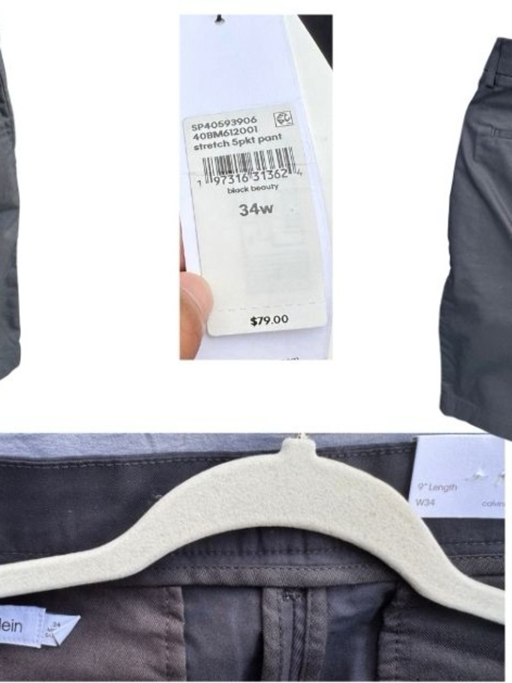 Calvin Klein Black Flat-Front Men’s Chino Shorts